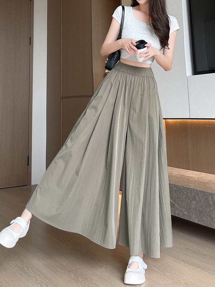 Yamamoto Women's High Waist Ice Silk A-line Skirt Pants - Summer 2026 Collection, Plus Size, Wide Leg, Slimming Fit
