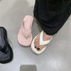 Korean version of casual leopard print platform beach shoes women's 2025 spring and summer new comfortable and non-slip outer wear toe flip-flops