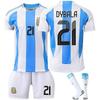 Soccer Jersey 2024 Copa America Argentina Soccer Jersey 10 Messi 11 Di Maria Adults Kids Jersey Set Home 21 with Socks 24