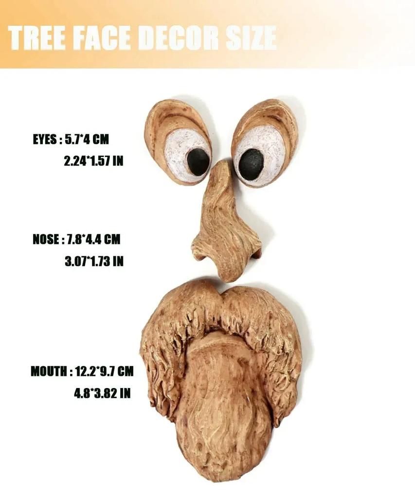 Tree Faces Decor Outdoor,Outdoor Statues Old Man Tree Hugger Bark Ghost Face Decoration Funny Yard Art,Tree Decorations