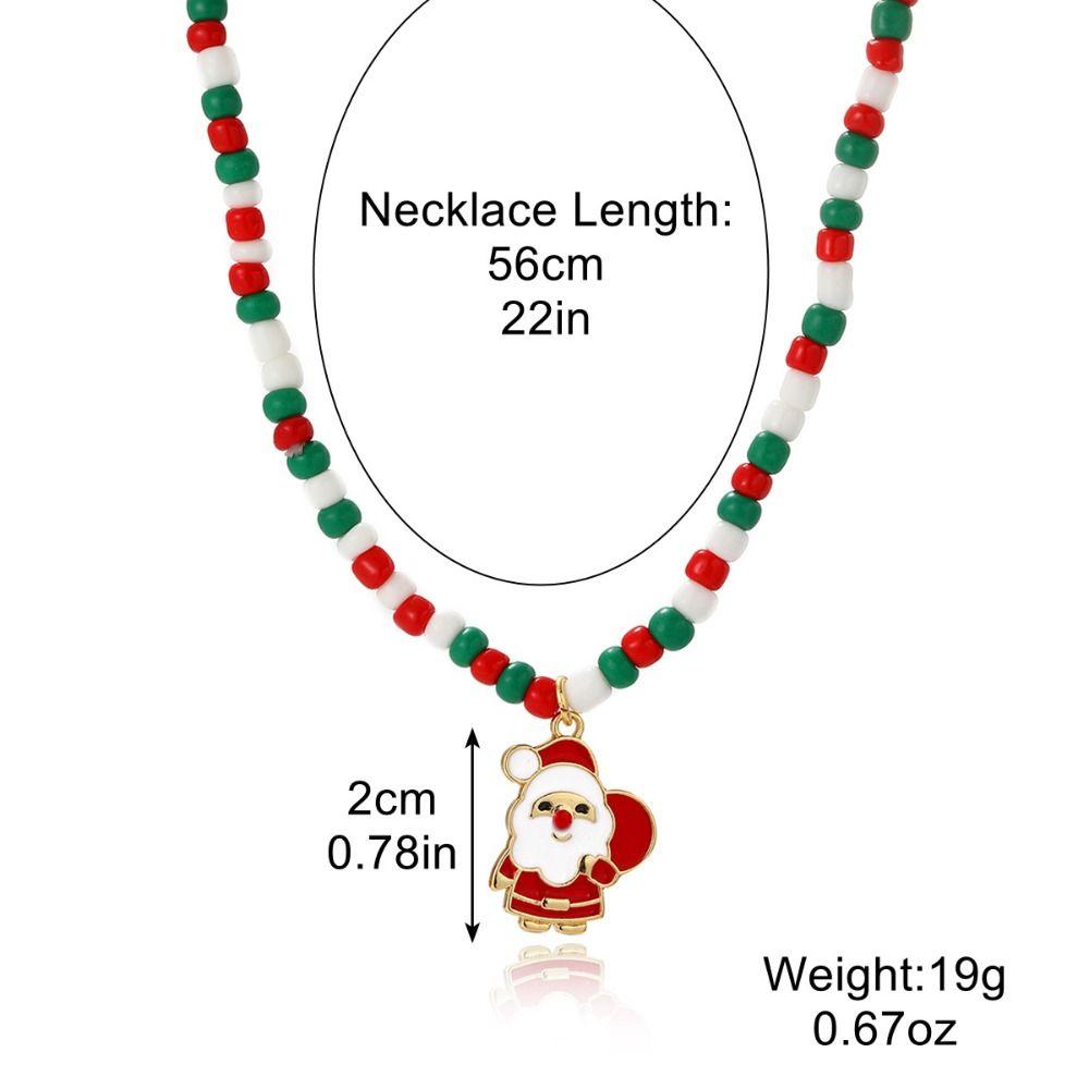 Christmas Tree Rice Beaded Chain Santa Cartoon Pendant Bracelet  Women