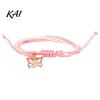 Pink White Cord Jewelry Breast Cancer Awareness Bracelet for Women, Adjustable Woven String with Heart Butterfly Alloy Pendants Ribbon Charm, Handmade