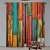 Flat Printing Curtain Colorful Wooden Panels Digital Printed Polyester Drapes Holiday Decorations Perfect Po Curtains Set Of 2 Made