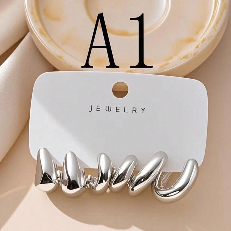 6-18 шт. Элегантный набор серебристых серег CCB в преувеличенном стиле 3 Pairs Of A3&one-size серебряный