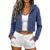 Women's Casual Short Hoodie Long Sleeve Sweatshirt Loose Fit Pullover for Daily Wear
