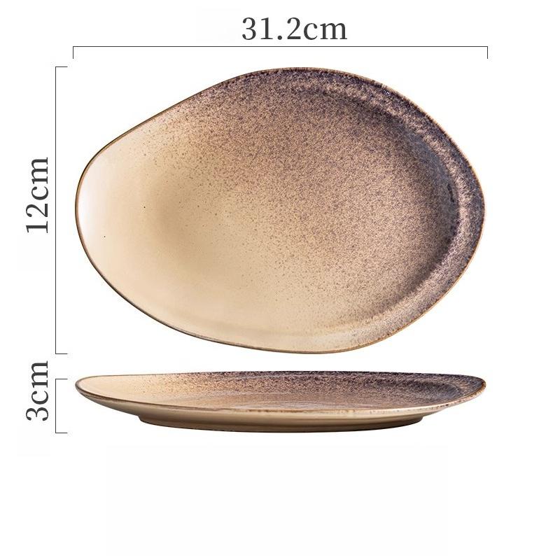 

Irregular Characteristic Ceramic Plate Afternoon Tea Restaurant Niche Creative Dim Sum Plate Special for Western Food Plate