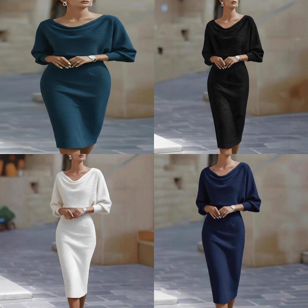 Dress 2025 Spring Knit Fabric Slim Fit Irregular Hem For Casual Wear
