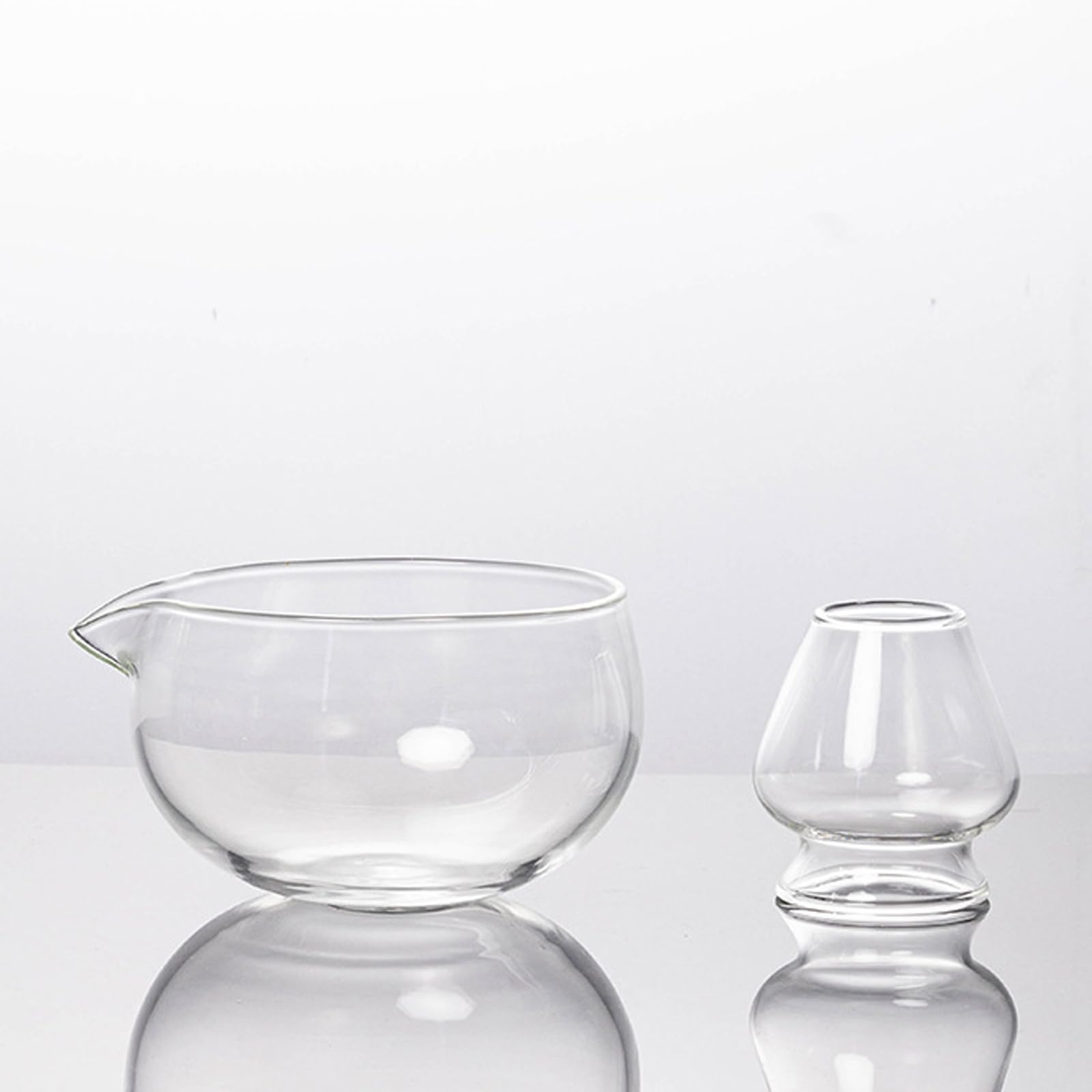 

MiniMood Matcha Bowl Set, Heat-Resistant Glass, Tea Ceremony Set, Gift Set, Transparent Clear, Tea Bowl + Chasen Holder, Traditional Japanese Design,