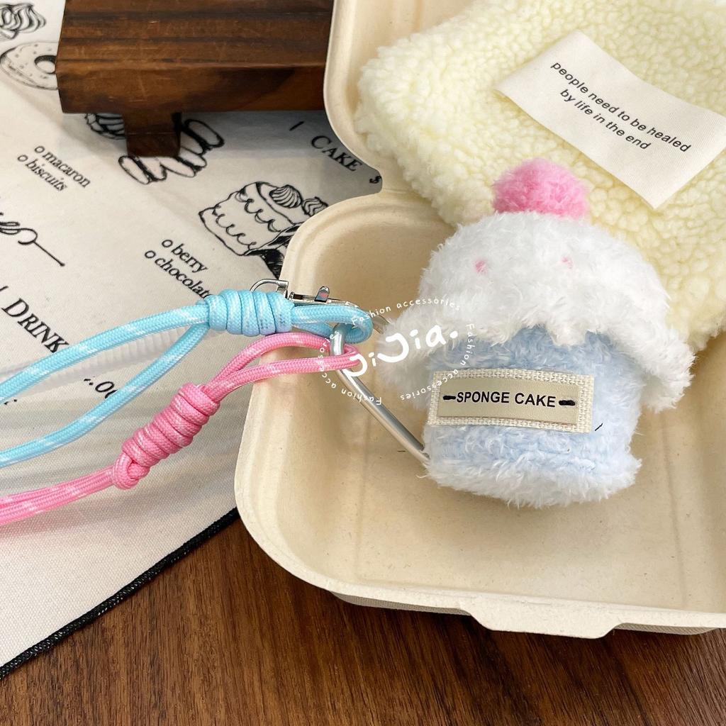 Cute Plush Cupcake Coffee Dessert Phone Chain Lanyard Charm Strap Cake Keychain Pendant Car Key Decor For IPhone For Samsung
