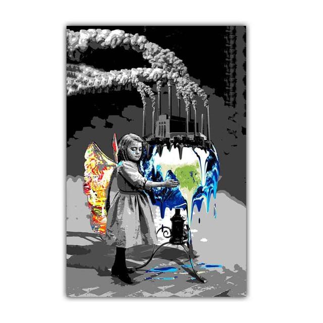 

Новое искусство граффити Прекрасные дети Картина на холсте Уличная культура Настенное искусство Бэнкси Плакат Офис Гостиная Украшение дома Фреска без рамки 21*30cm