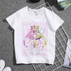 Unisex Summer White Shortsleeved Sailor Moon Tshirt Pretty Sailor Moon Design Casual Top For Children Adults