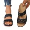 Summer new sandals women's large size simple embroidery hollow cool slippers breathable women's slippers