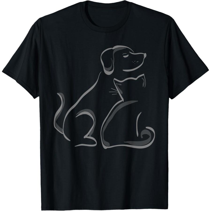 Футболка с силуэтами кошки и собаки, дружба T-shirt XXXXXL