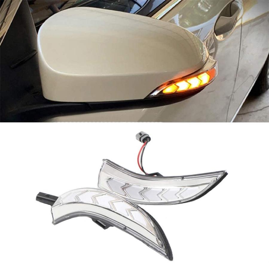 2Pcs Dynamic Amber Side Mirror Sequential Signal Lights For Toyota Venza Corolla