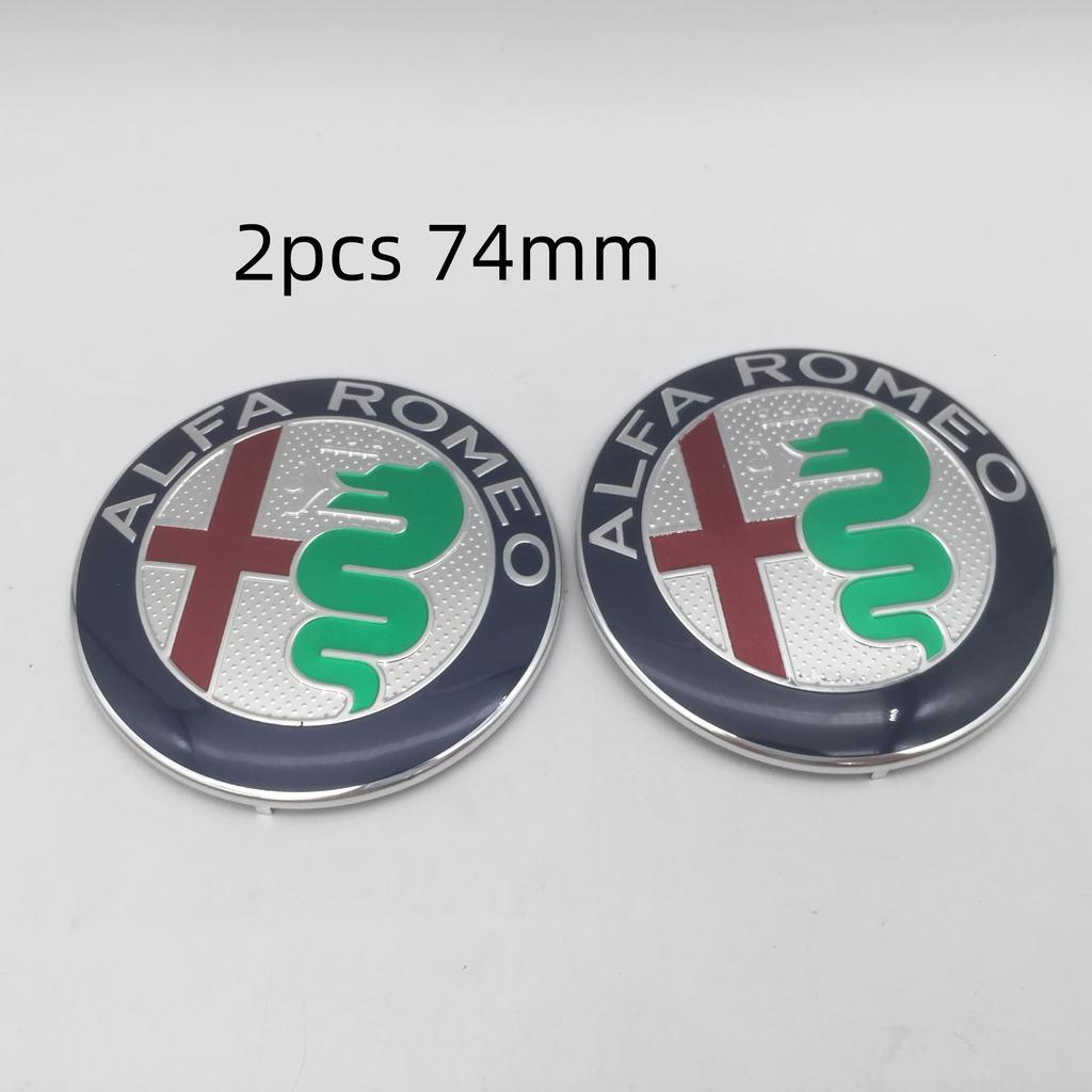 jhtgu3 7pcs forAlfa Romeo Car emblem Wheel Cover caps front Hood badge rear Trunk Steering sticker Styling 2x74mm 4x60mm cap 1x40mm