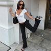 Hot-selling solid color v-neck short-sleeved t-shirt women's summer new slim-fitting and thin shoulder versatile top