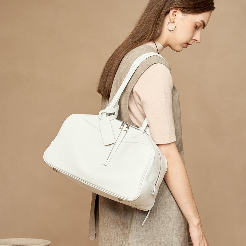 Leather Fashion Women's Commuter Premium Underarm Large Capacity Shoulder Bag First Layer Cowhide Boston Pillow Bag