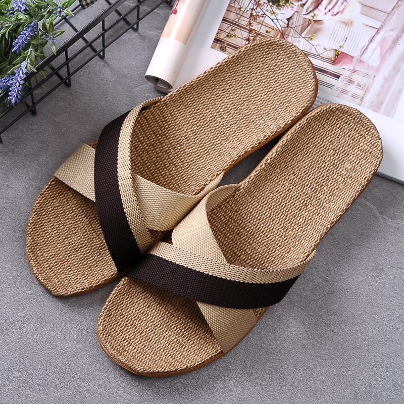 Cotton and Linen Non-Slip Home Slippers for Men and Women – Indoor Summer Slippers with Thick Bottom for Wooden Floors.