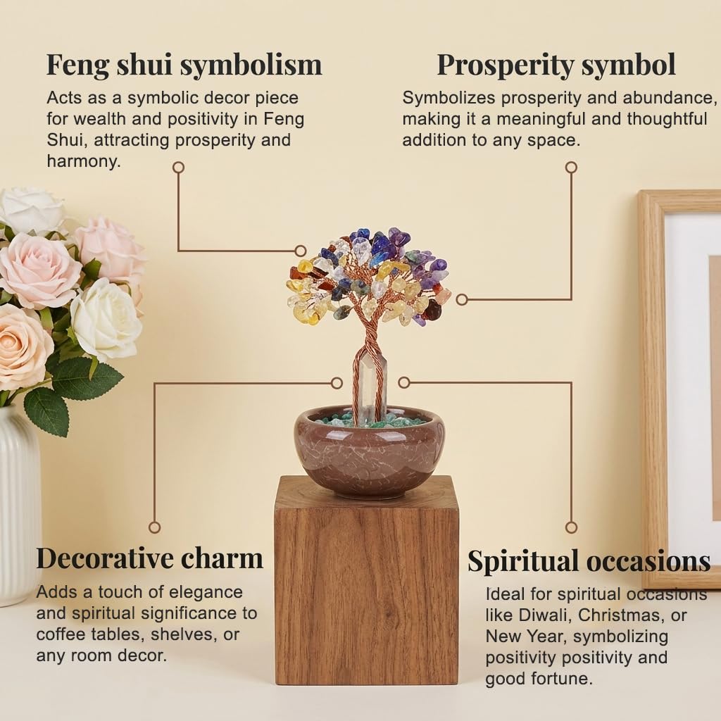 HASTHIP® Crystal Tree, Desk Ornament, Positive Energy Items for Home