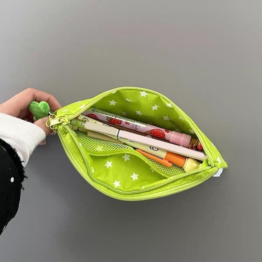 Star Print Pencil Case Double Layered Pen Case 2 Compartments Pen Pouches Portable Pencil Bag Travel Cosmetics Bag