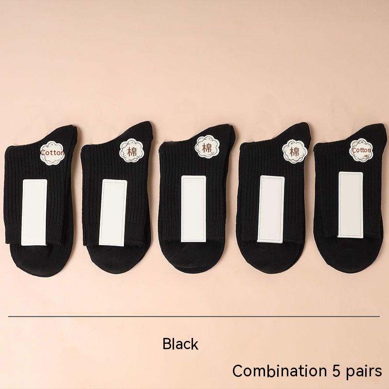 

5 шт./компл. женские носки до середины икры осенние и зимние модели повседневные однотонные носки Tide женские домашние носки с двойной иглой 18-40 years