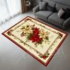 Christmas Poinsettia Floral Area Rugs Non-Slip Washable Carpet for Bedroom Living Room Rug Holiday Decor Floor Mat