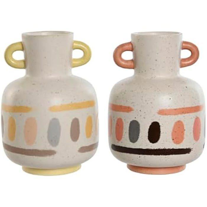 Váza - HOME ESPRIT - Vícebarevná - Dolomit - 16 x 16 x 22 cm - 2 kusy
