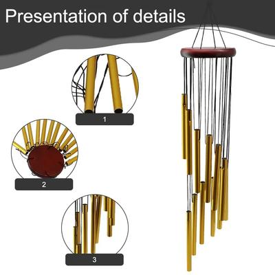 12 Tube Wind Chime Aluminum Tube Waterproof Windproof Suitable Pine Musical Wind Chime For Coffee Shop Garden Restaurant