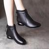 Women's Genuine Leather Ankle Boots - Low Heel, Round Toe, Warm Autumn/Winter Fashion for Moms
