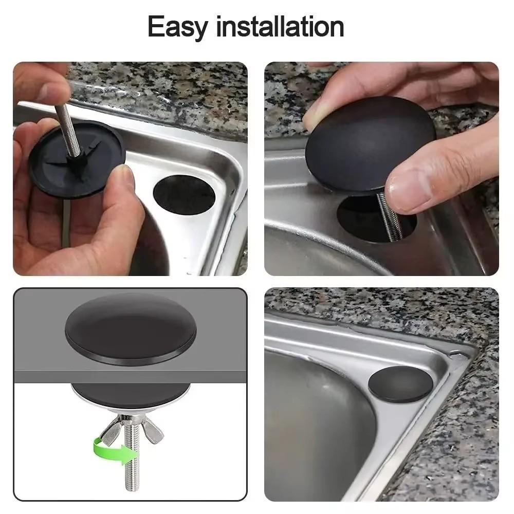 Sturdy Construction Sink Tap Hole Cap Black Color Kitchen Sink Hole Plug Sink Installation