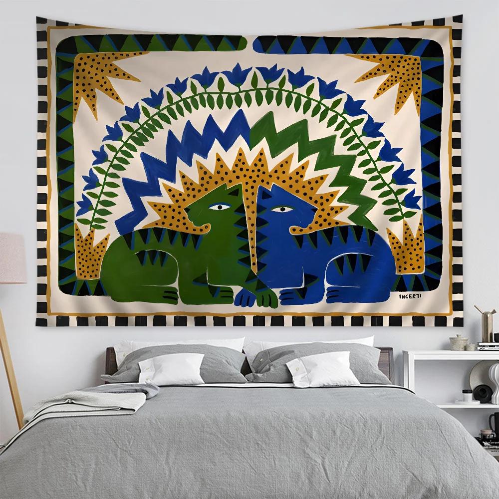 VIKAMA Bohemian Egyptian Tapestry Abstract Art Wall Hanging Cloth for Living Room Bedroom Dormitory  Home Decor