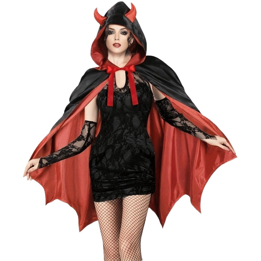 Bow Halloween Hooded Cloak Solid Color Washable Durable Gothic Costume Cape Lightweight Polyester Spooky Cosplay Outfits