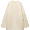 Zara Solid Color V-Neck Long Sleeve Cardigan Drop Shoulder Sweater Women sweater Beige 0797101-712