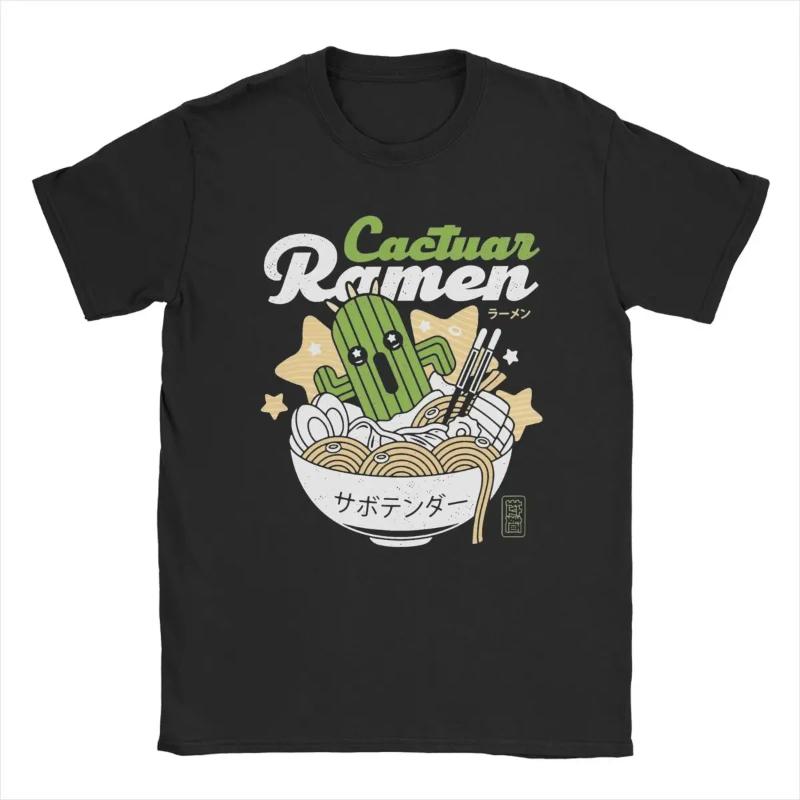 

Cool Cactuar Ramen Final Fantasy T-Shirts for Men Crewneck Cotton T Shirts Short Sleeve Tee Shirt Unique Tops XS чёрный