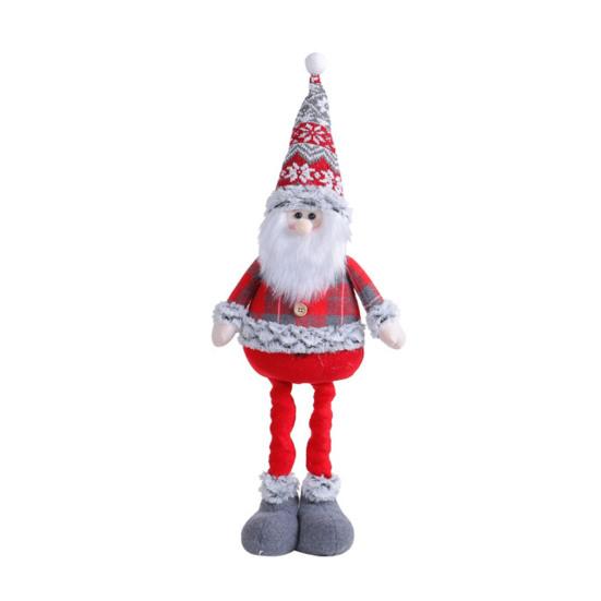 Christmas Gnome Plush Doll Retractable Legs Santa Claus Snowman Elk Ornament Adjustable Standing Figurine Decoration