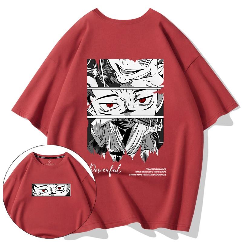 

2026 THALASI Oversized TShirt for Men Round Neck 100 Cotton Luffy One Piece and Demon Slayer Naruto T Shirt Anime Tees S