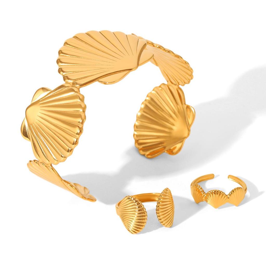 18K Gold Plated Ocean Style Shell & Titanium Steel Women's Bracelet - Non-Fading