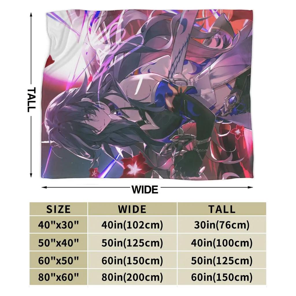Anime Honkai Star Rail Acheron All Season Fleece Blanket Throw Ultra Soft Flannel Blanket Digital Printed Premium Fluffy Fleece