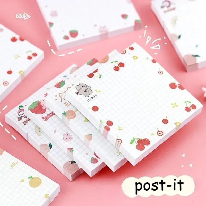 80 Pcs/pack Kawaii Animals and Fruits Sticky Notes Memo Pad To Do List Cute Journaling Supplies Planner Sticker Deco
