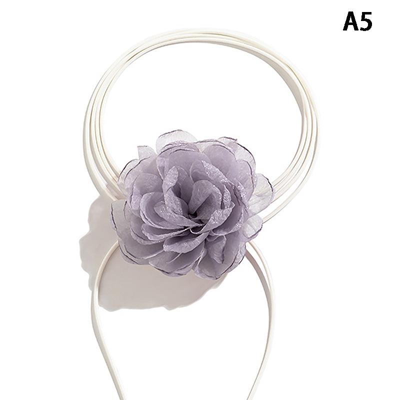 Fluffy Fabric Lace Flower Choker Necklace For Women Trendy Elegant Long Lace-Up Rope Chains On Collar Jewelry