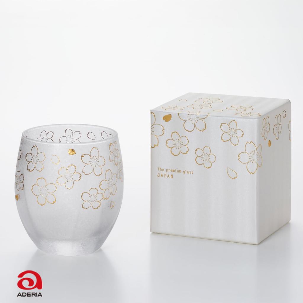 Aderia Premium Sakura Old Rocks Made In Gift Perfect for and Stylish Gift for and 6481 (ADERIA) Glass, 345ml, Japan, Boxed, Highballs, Whiskey,