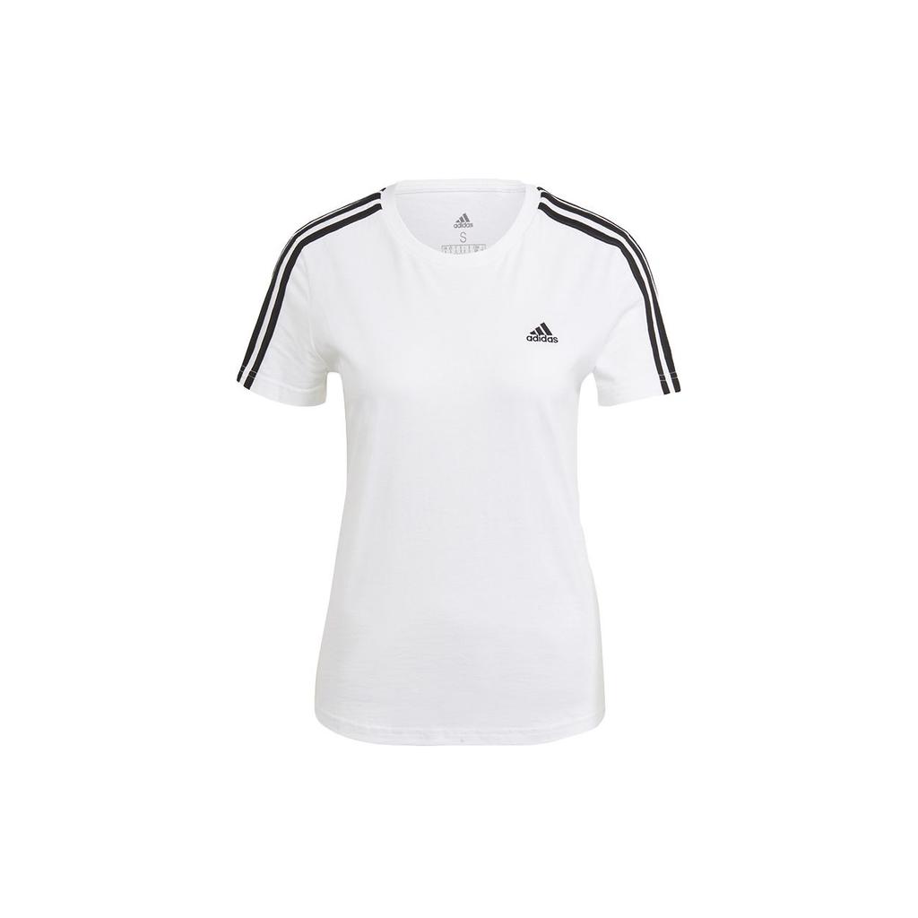 Adidas Three-Stripe Short Sleeve Sport Tee Women Tops White GL0783