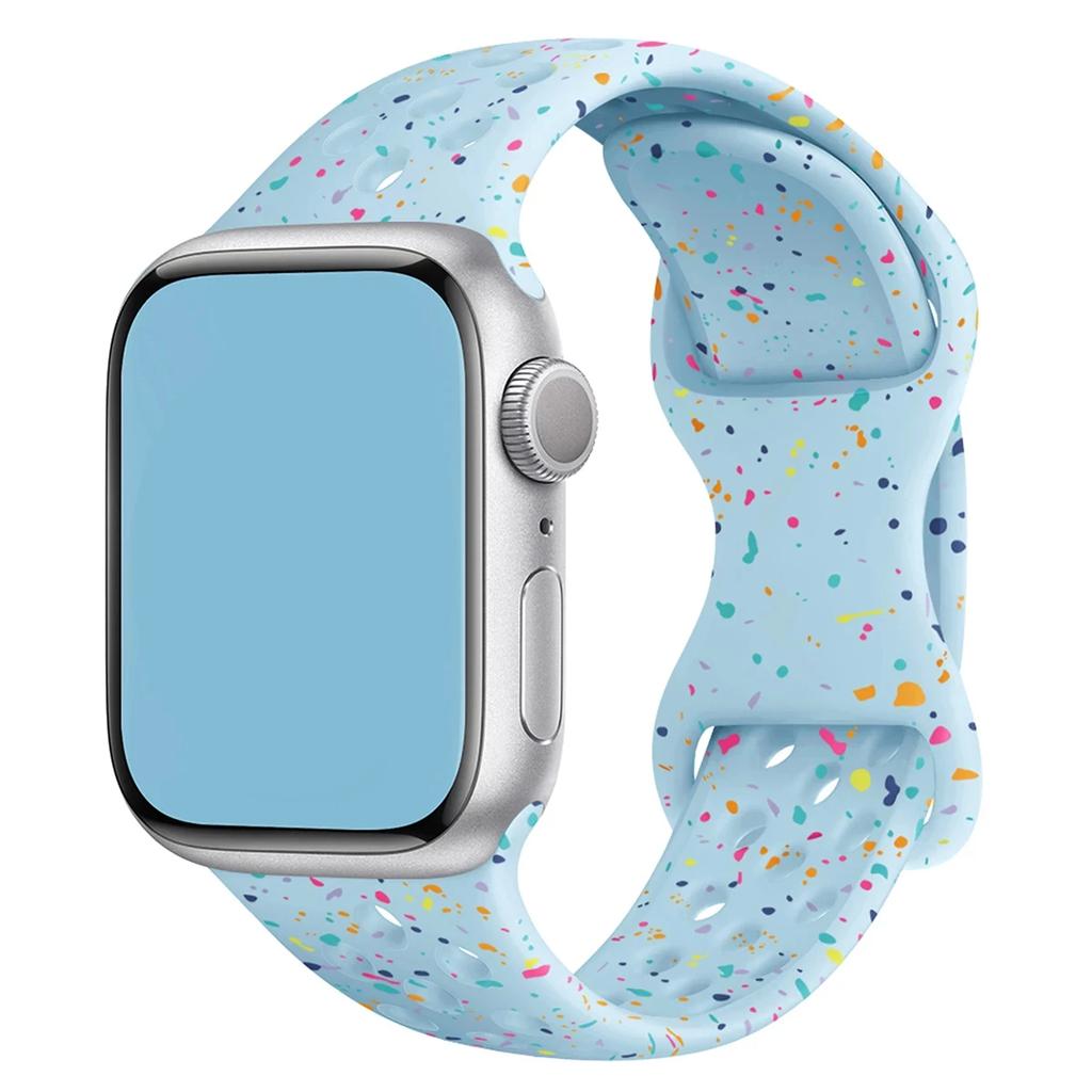 Color Particles Strap for Apple Watch Ultra 2 Band 49mm 45mm 44mm Silicone Bracelet for IWatch Series 9 8 7 6 5 41mm 42mm SE 4 3