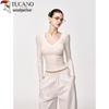 Woodpecker Women's V-Neck Long Sleeve Slim Fit Knit Top