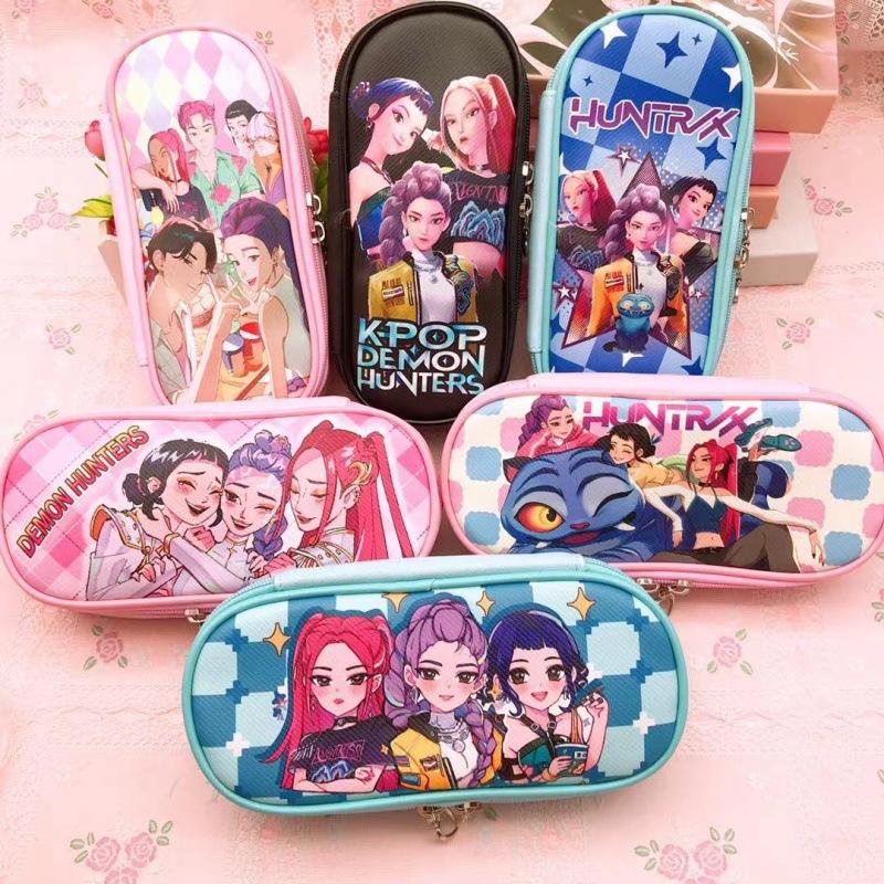 Pencil Case, Anime K-POP Student Large Capacity Double Zipper Stationery Case Pencil Case
