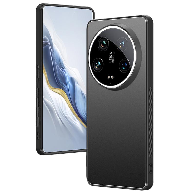 

For Xiaomi 14 Ultra Case PC+TPU Matte Phone Cover with Tempered Glass Lens Film Black
