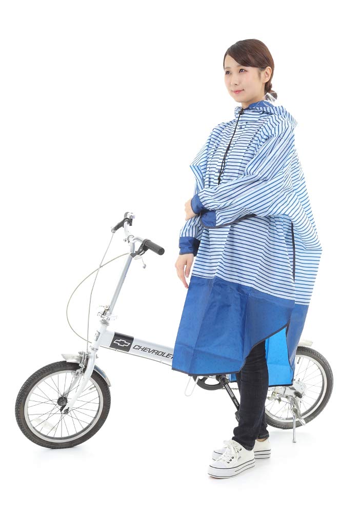 Cyalist Pluive Knit Rain Poncho Navy Border