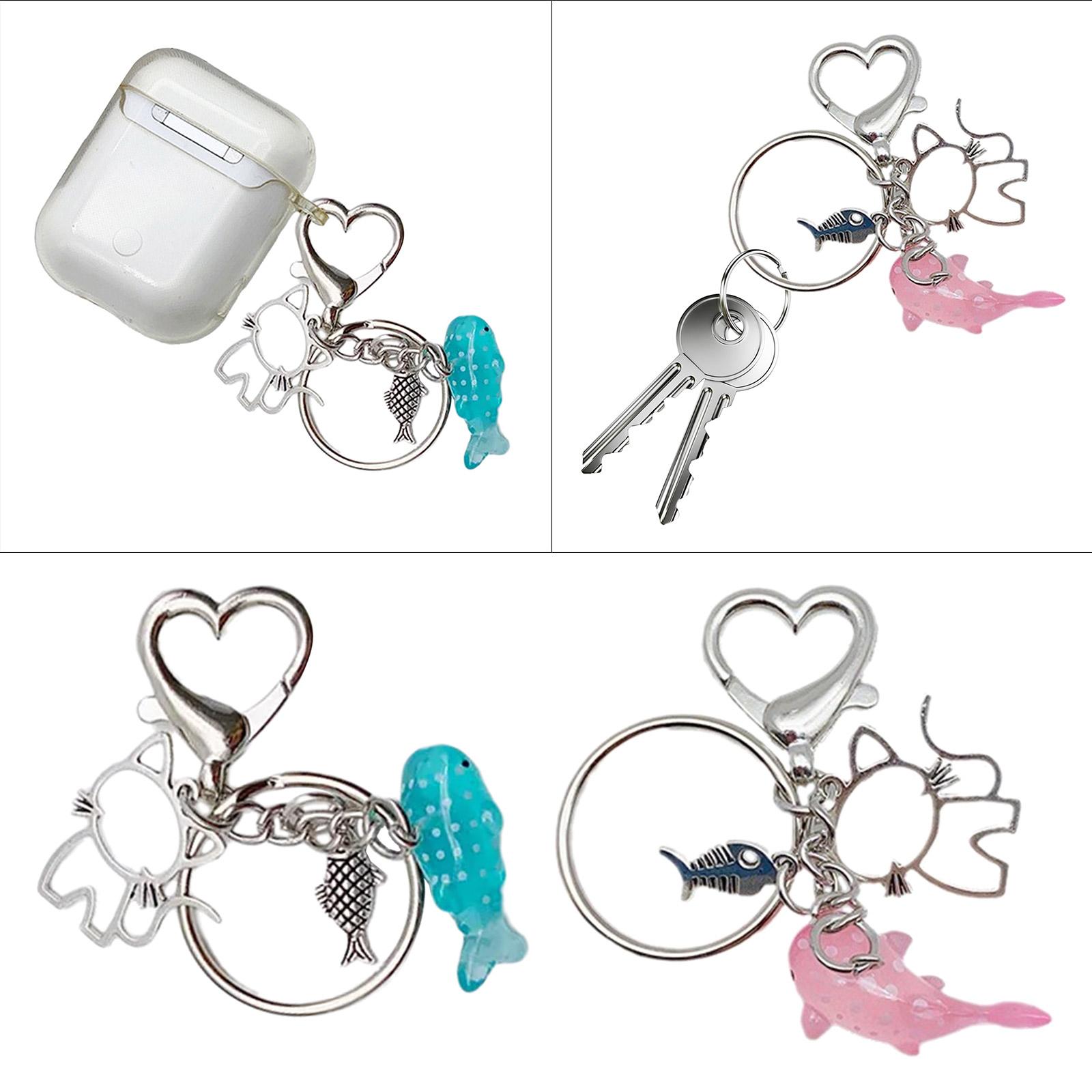 

Portable Acrylic Fish Keychain Cartoon Hollow Cat Keyring Decorative Key Charm Lightweight Bag Purse Backpack Decoration рожевий