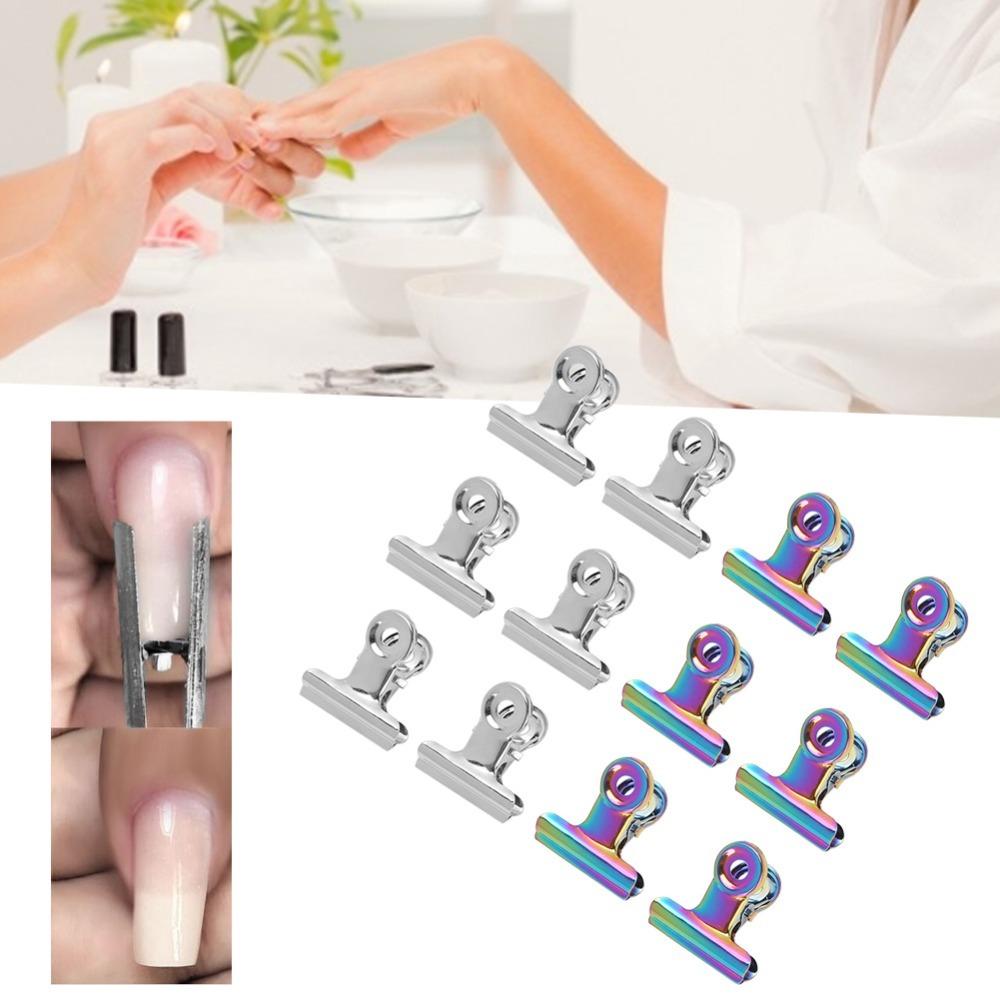 12PCS Stainless Steel Nail Tips Clips Acrylic Nail Extension Fixed Shaping
