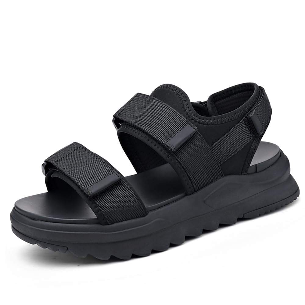 5cm Platform Secret Beach Sports Sandals [MERLIN] Men s Sandals, Sandals, Commuting, School, Outdoor, Walking, (Black, 25.5 cm) чёрный